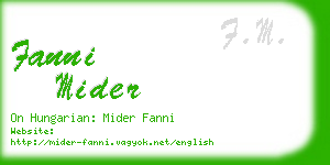 fanni mider business card